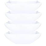 PLASTICPRO Disposable 128 ounce Square Serving Bowls, Party Snack or Salad Bowl, Extra Large Plastic Elegant White Pack of 4