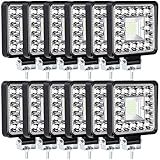 Grinsvalley 12 Pcs 4 Inch LED Truck Work Lights, 123W 3200LM Spot Beam Pod Lights 9-30V, Off Road Light Bar for Tractor ATV SUV UTV RV Boat Pickup Golf Cart Lawn Mower Snowblower