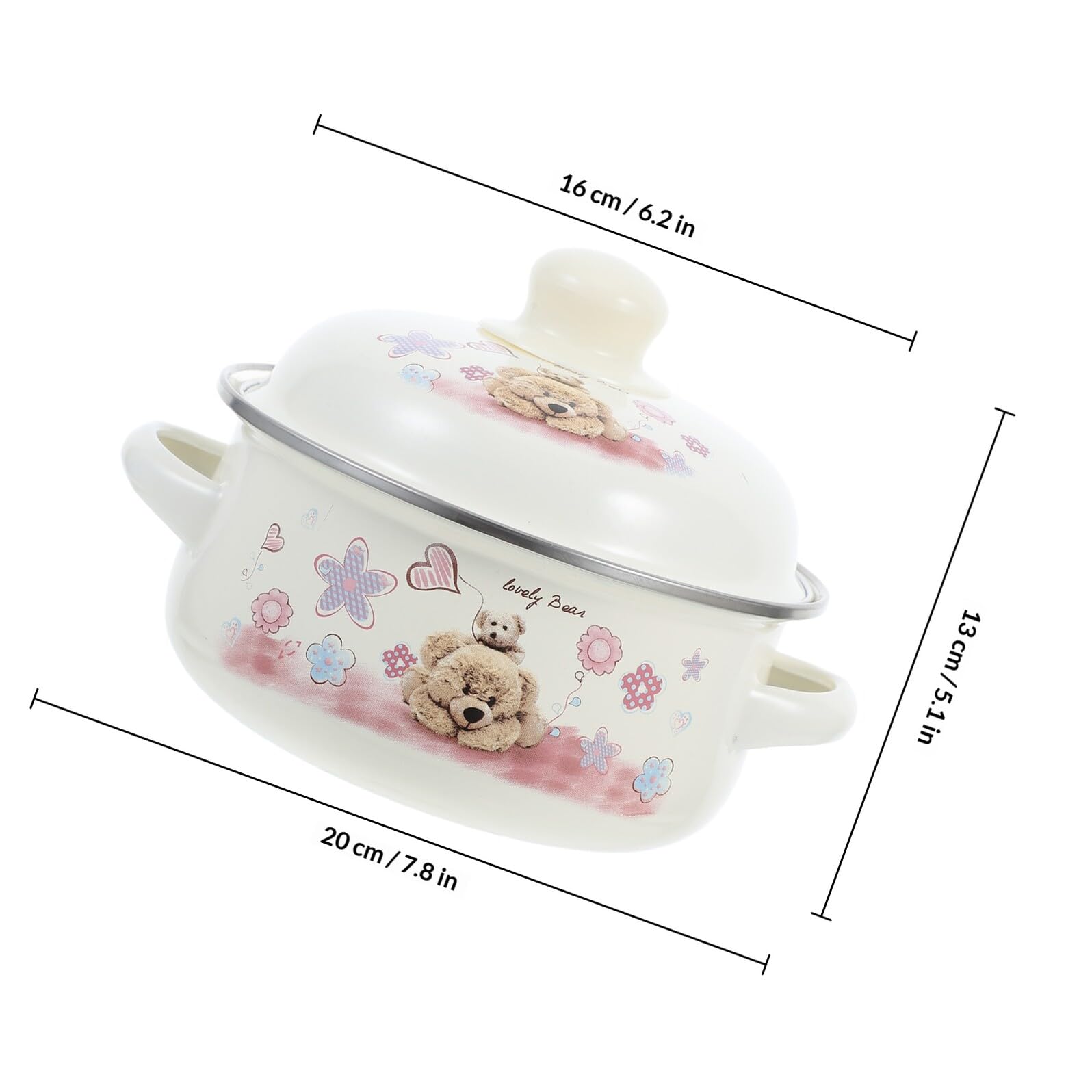 Luxshiny Marmite à Soupe en Émail Vintage 16 Cm, Pot à Ragoût Épais Couvercle, Ustensile Cuisine Multifonction pour Maison, Cuisson Mijotée et Soupe, Matériel Cuisine Plusieurs styles