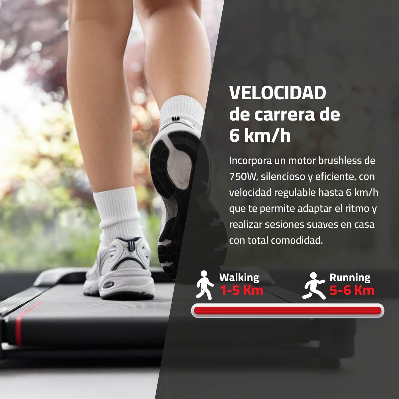 FITFIU Fitness MC-60 Cinta de Andar con Inclinación 9%, Velocidad hasta 6 km/h 750W, Diseño Compacto Conexión App y Mando a Distancia, Walking Pad con Ruedas para Caminar en Casa
