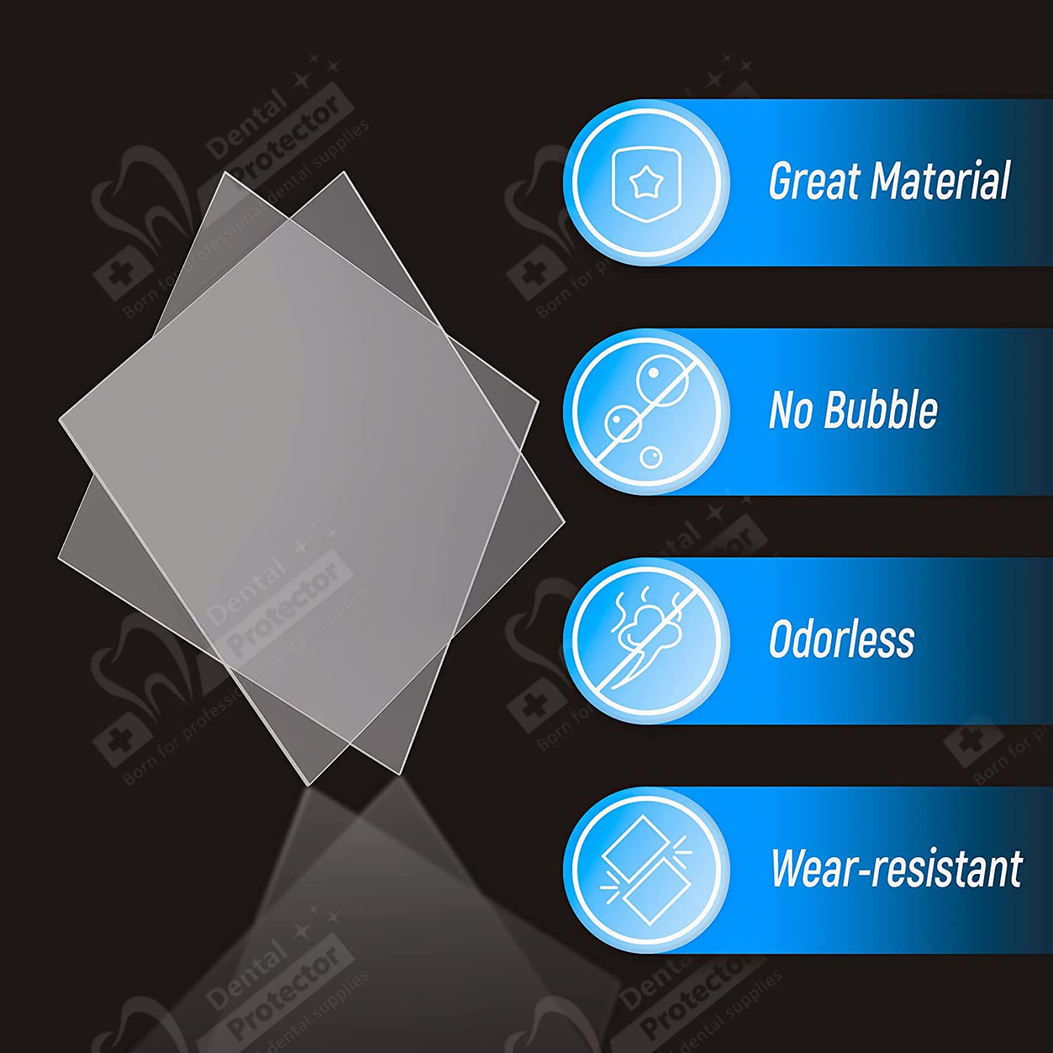 10/15/20 feuilles 1.0/1.5/2.0MM attelle dentaire dure/doux, matériaux de thermoformage pour machine de formage sous vide 5 ''x 5'' (1.0MM 20 Sheets, 20 Sheets Soft Square)