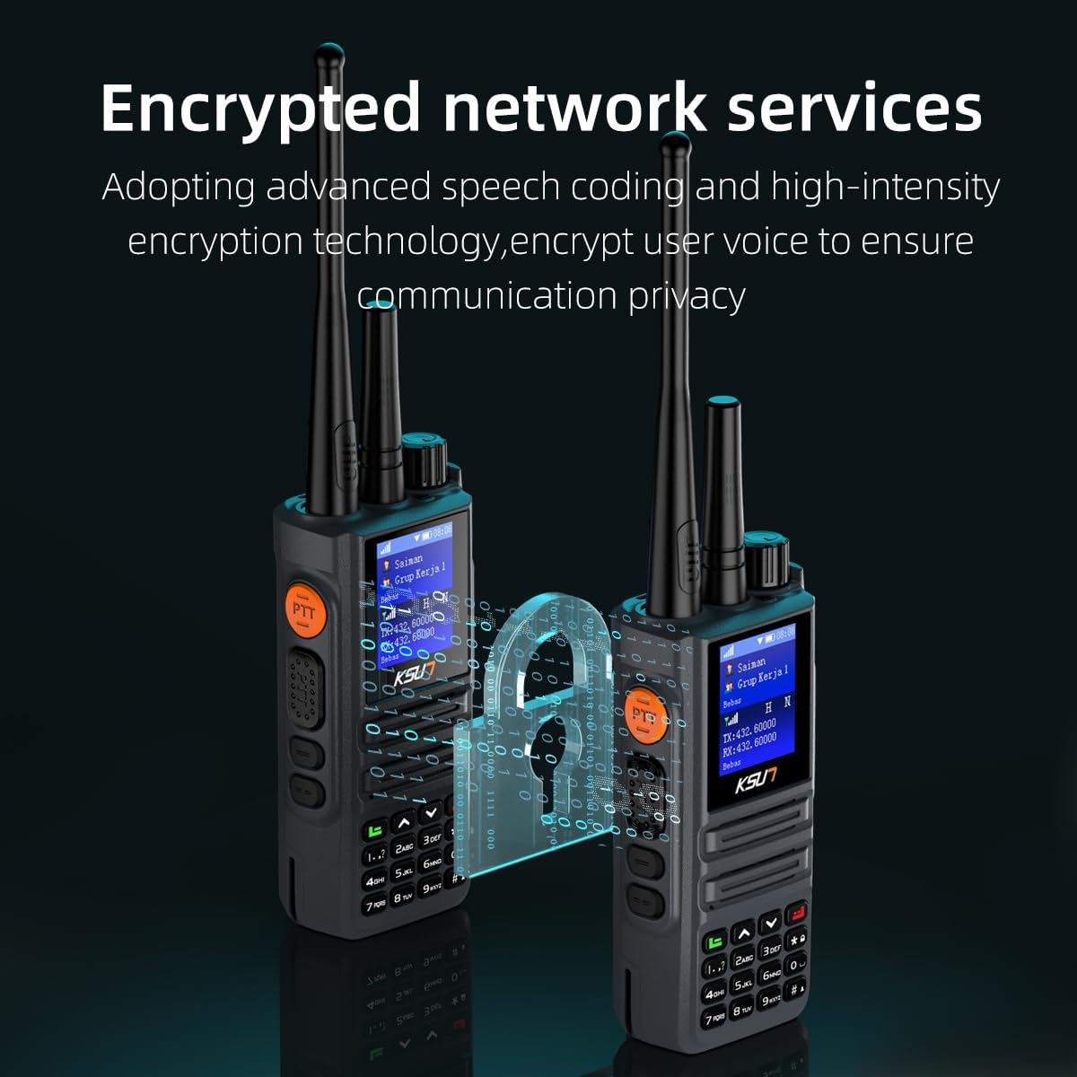 KSUN 4G Network Radio & UHF Walkie Talkies - Dual Mode Long Range 100 Miles - 1.74inch Screen WiFi Radios with PTT Button - Bluetooth POC Radio for Zello ZL8668