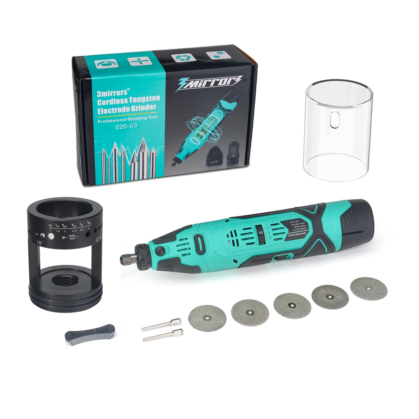 Buy 3mirrors Cordless Tungsten Electrode Sharpener Grinder TIG Welding w/ 6Speed Rechargeable