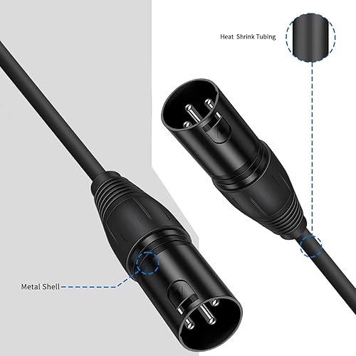 Miniatura 3 de Seefeful Cable XLR macho a macho, cable de micrófono macho a macho de 3 pines con cobre sin oxígeno de 6 pulgadas, paquete de 2