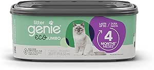 Litter Genie Eco Refills | Compostable Cat Litter Bags | Jumbo 1-Pack | Up to 4 Months of Supply |Compatible with Standard, Plus, Style and XL+ Litter Genie pails