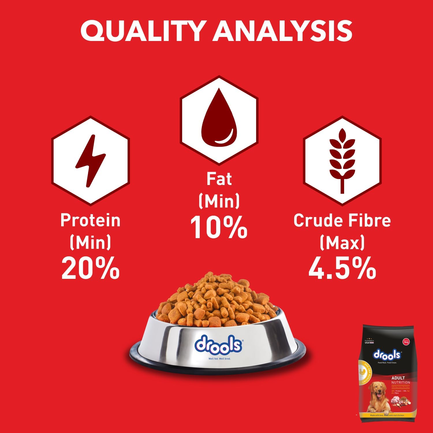 Drools Adult Dry Dog Food Chicken & Egg 9.25lb (6.6lb + 2.65lb) – Promotes Lean Muscles, Healthy Digestion, Strong Bones, Dental Health & Sustained Energy for Adult Dogs