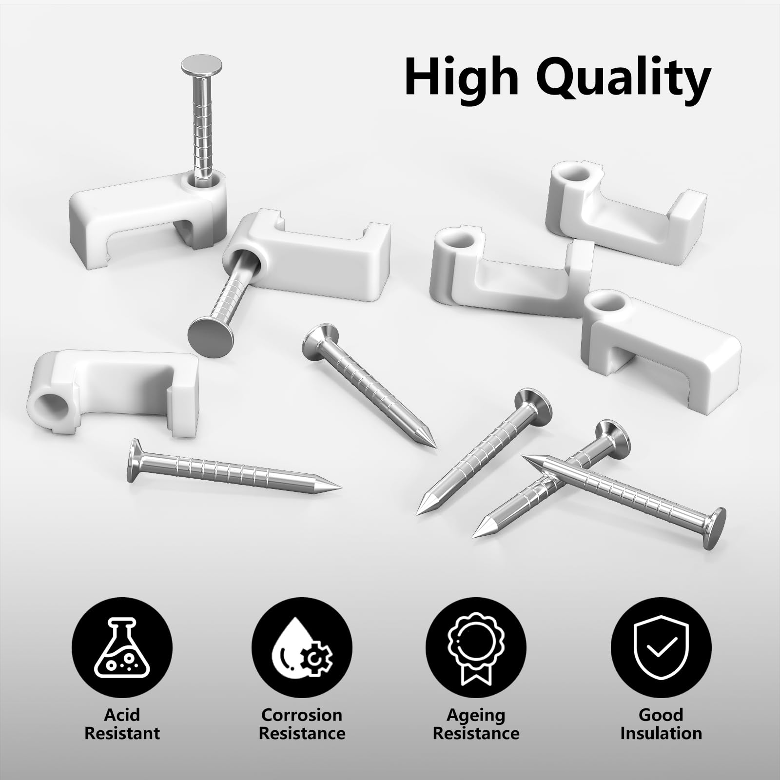 Cable Clips with Nails - 400 Pack for Ethernet & More -3