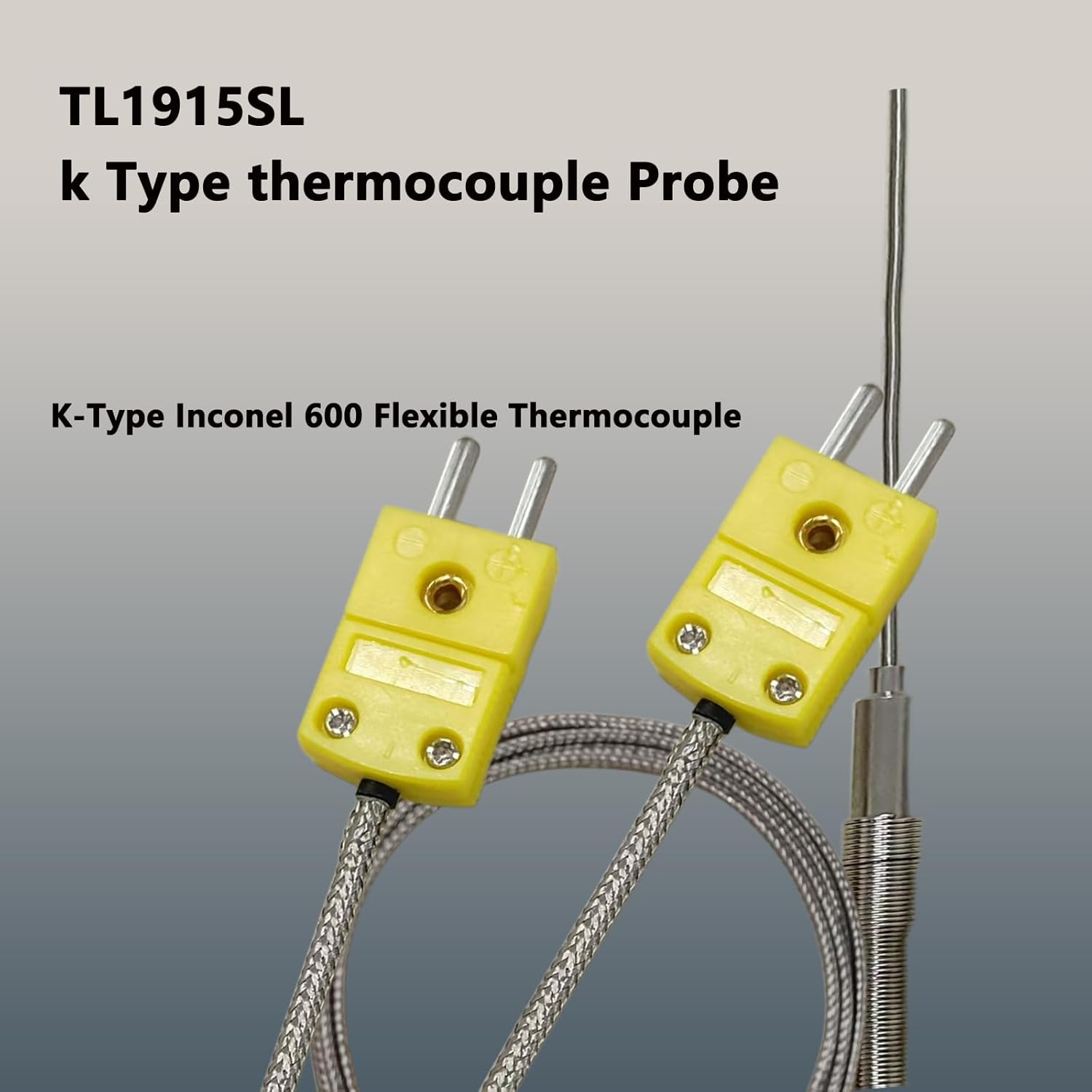 2-Pack TL1915SL K-Type Thermocouple Probe Length 6in / 0.06in /40 in Flexible Temperature Senso -40℉~1230℉ High Temp Probe for Industrial HVAC Automotive Furnace