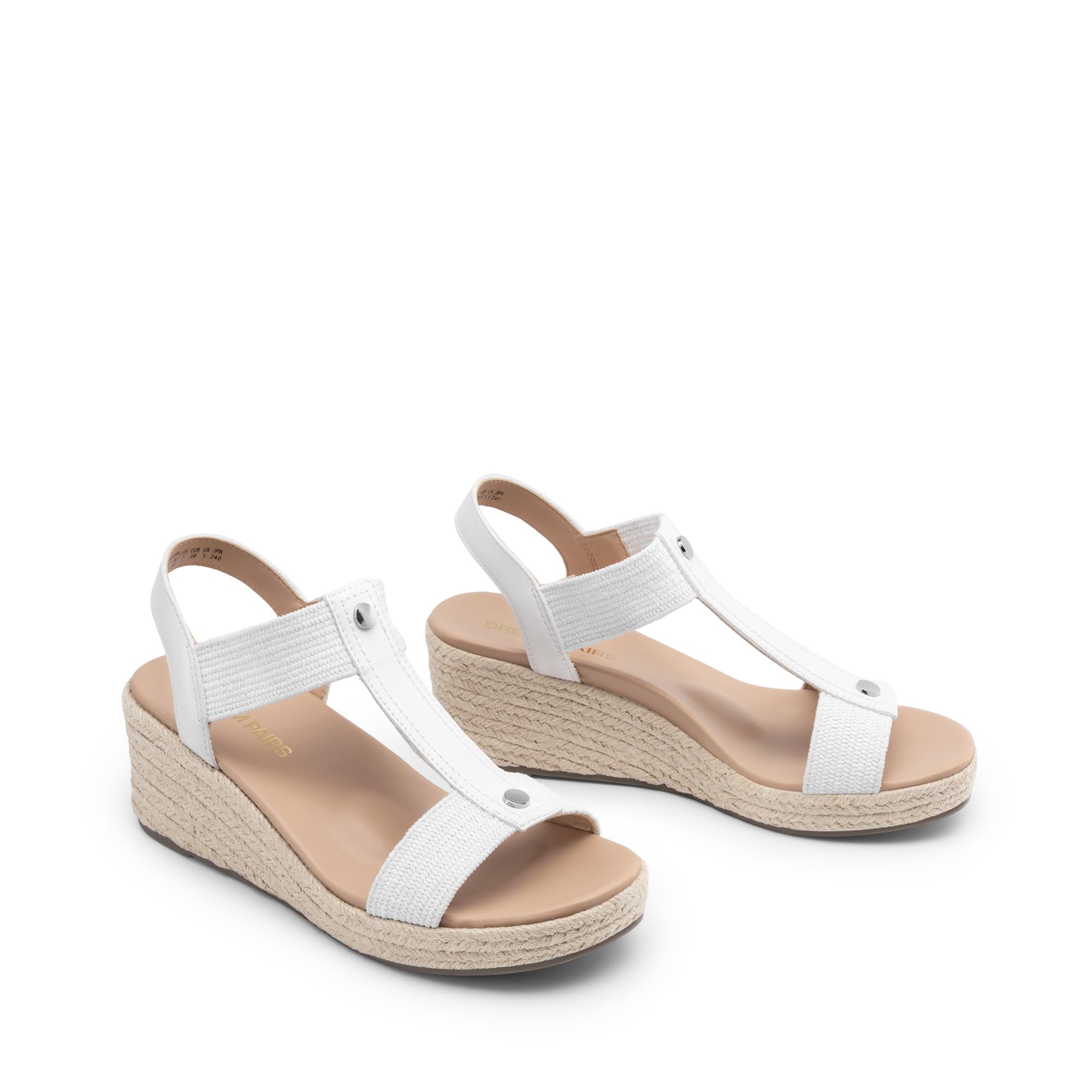 DREAM PAIRS Sandales Compensées Femme Espadrilles Confortables avec Soutien de la Voûte Plantaire, Semelle Amortissante, Bride Élastique, Style Décontracté Vacances Été