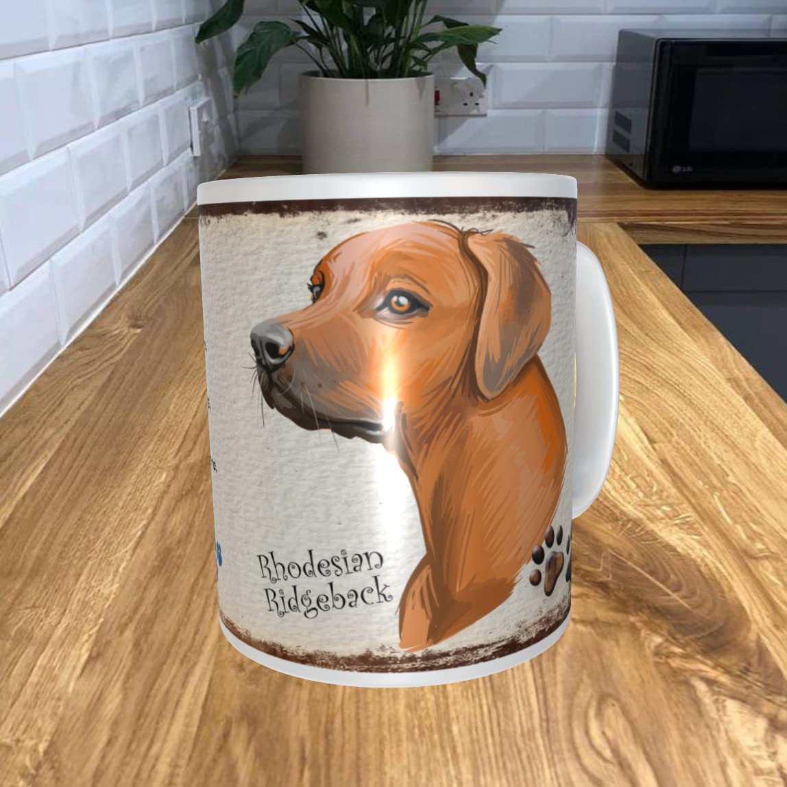 Shawprint Limited Rhodesian Ridgeback 11oz Coffee Mug My Dog's Rules Theme 1175DRMUG