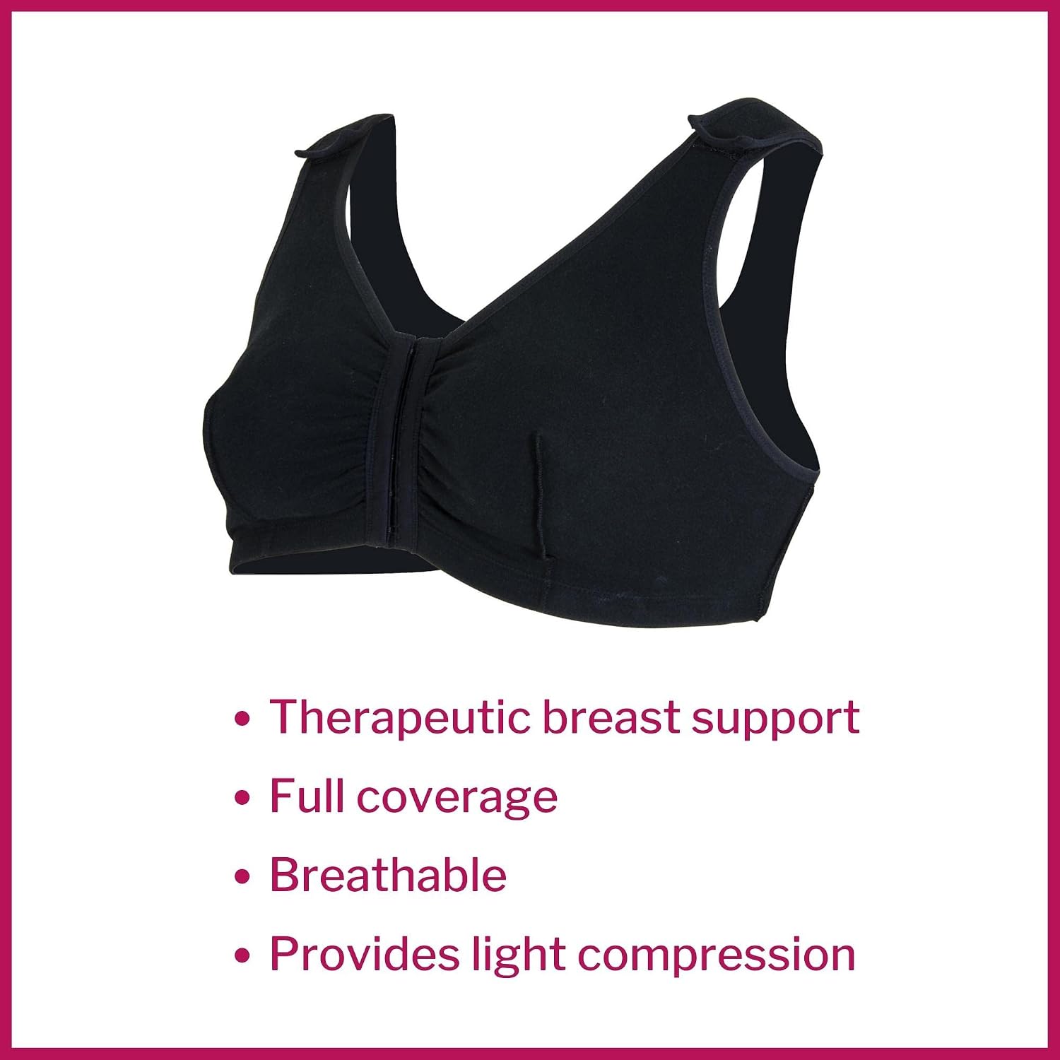 McKesson Surgical Bras - Therapeutic Compression Cotton Bra with Front Closure, Full Coverage Post-Surgical Bra - Black, 32 B/C/D, 1 Count