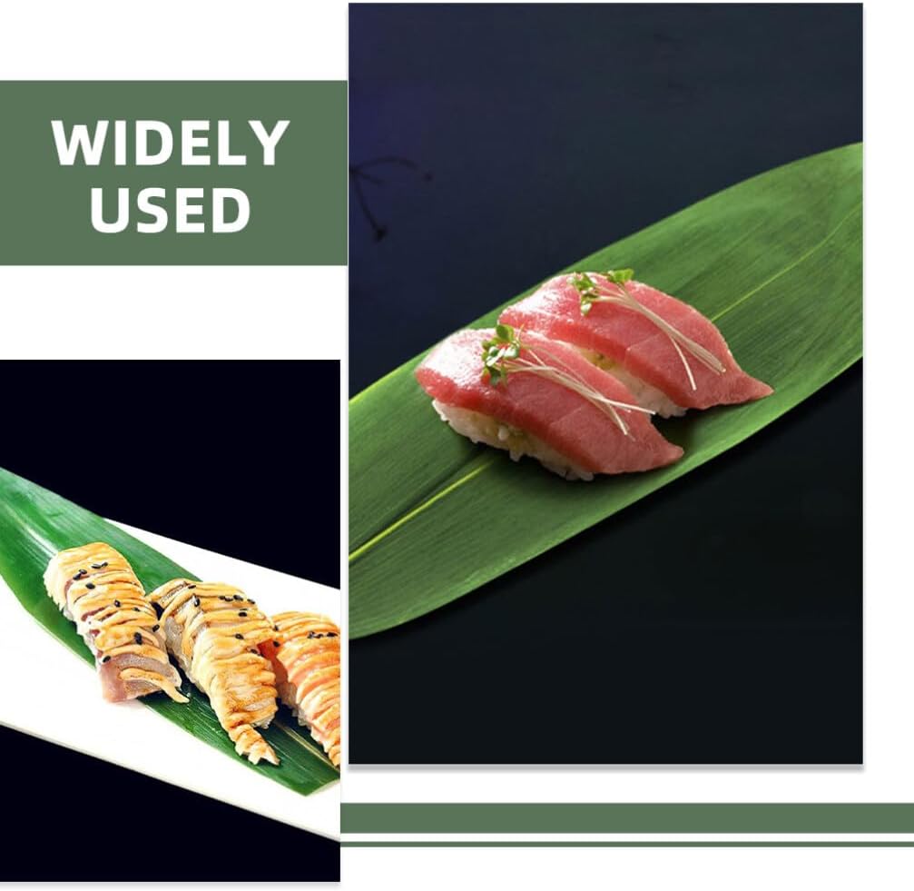 Alipis 100pcs Leaves for Sushi Dish Decoration Japanese Serving Mats Platter for Sashimi and Sushi Presentations