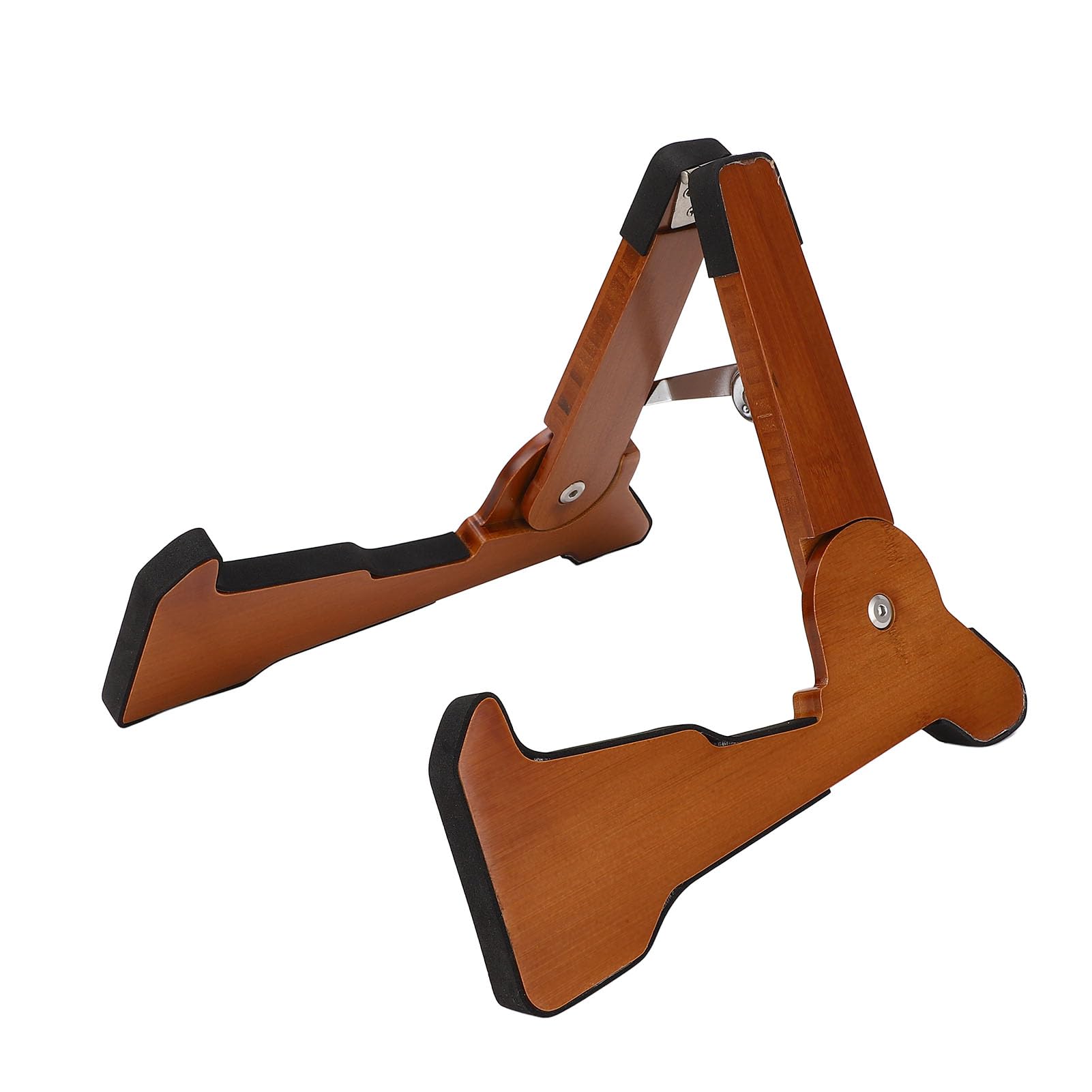 Supporto per chitarra in legno, pieghevole da terra a forma di A, realizzato in mogano massiccio; supporto in legno per chitarra con piedini antiscivolo in gomma,