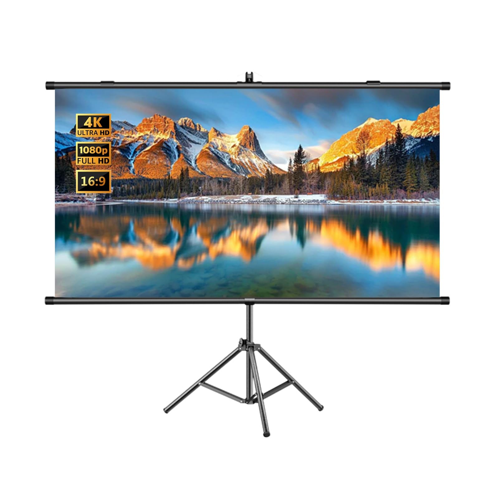 Schermo di Proiezione Portatile per Esterni 4K Ultra HD da 60" 72" 84" con Treppiede, Schermo Cinematografico da Parete per Cinema Al Chiuso(84"(16:9))