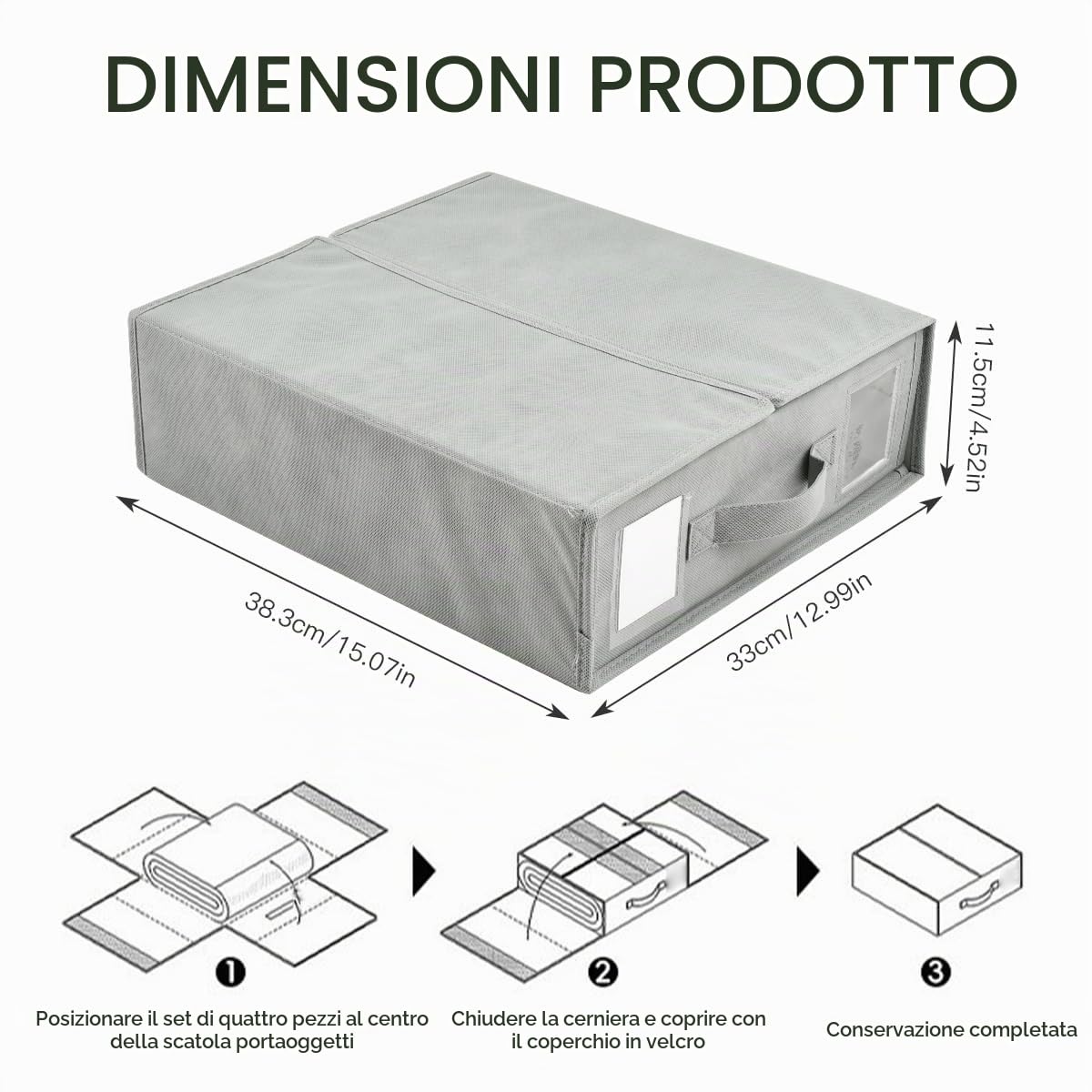 6Pezzi Scatole Sotto Letto Contenitore, Pieghevole Contenitori Sottoletto, Scatole con Finestra Frontale Trasparente & Cerniera, Organizer Sottoletto, per Lenzuola,Copripiumini, Vestiti -Grigio