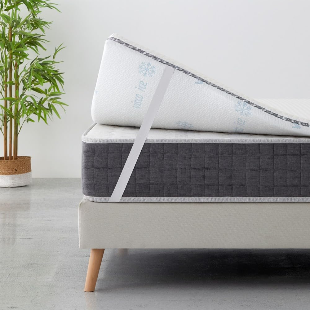 Topper Reversible Fresh, de 190x90 cm para Las Noches más cálidas. 5cm de viscoelástica. Alivia la presión. Desenfundable y Lavable. Fabricado en España.