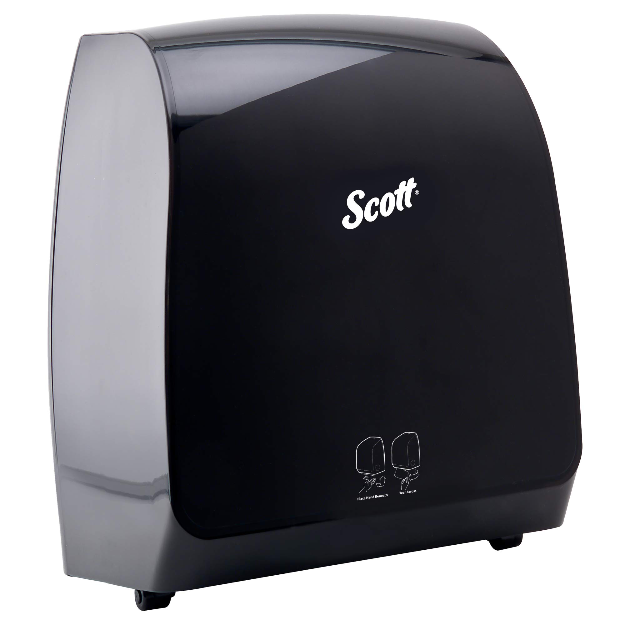 Automatic Hard Roll Paper Towel Dispenser (34348), Black, Wall Mounted, for ScottPro Blue Core Commercial Hand Towels (Qty 1)