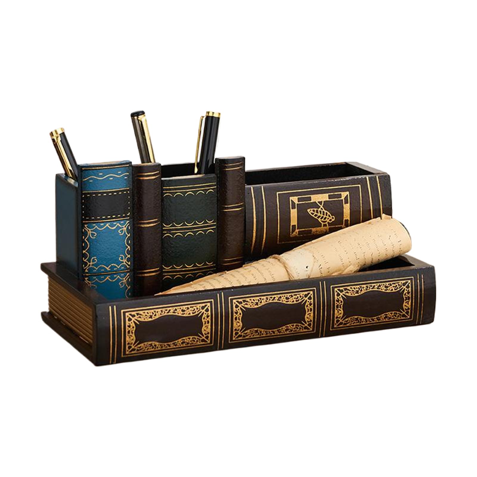 Porte-stylo en bois vintage authentique pour ranger le bureau