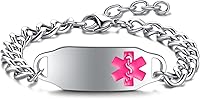 Vista 10 de Pulsera de alerta médica para mujeres y hombres Pulsera médica grabada para hombres Pulseras de identificación médica de acero inoxidable