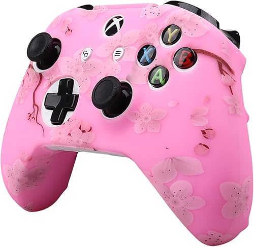 Miniatura 7 de RALAN Cherry Blossoms Skin , Sakura Silicone Controller Cover Skin Protector Compatible for Xbox Ones Controller (Pink Pro Thumb Grip x 2 ,Pink Cat