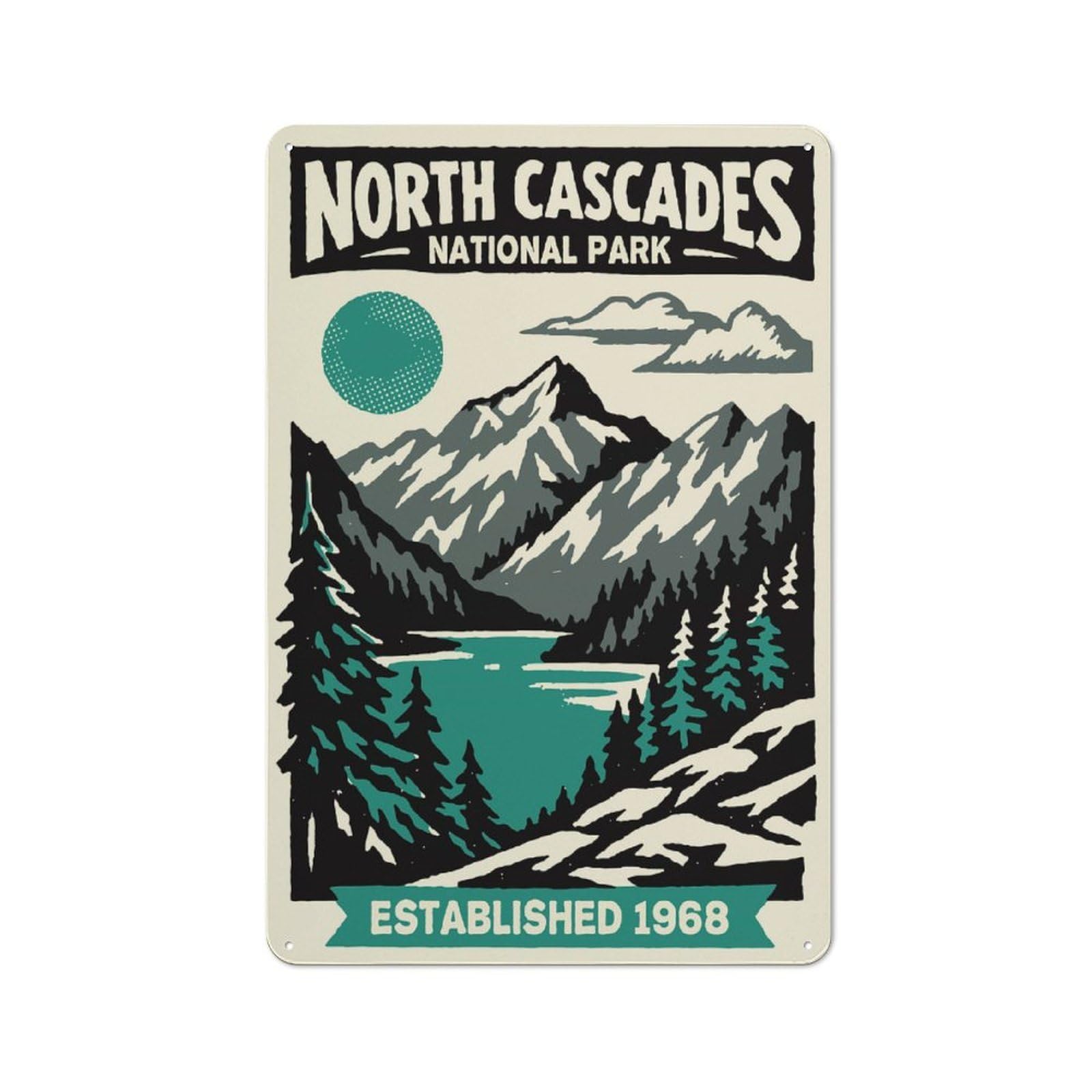 Junmoney Style-1 North Cascades National Park Poster Retro-Style Tin Sign 30X20cm For Guest Room Or Hallway, A Christmas Gift For People Styling Guest Room And Hallway