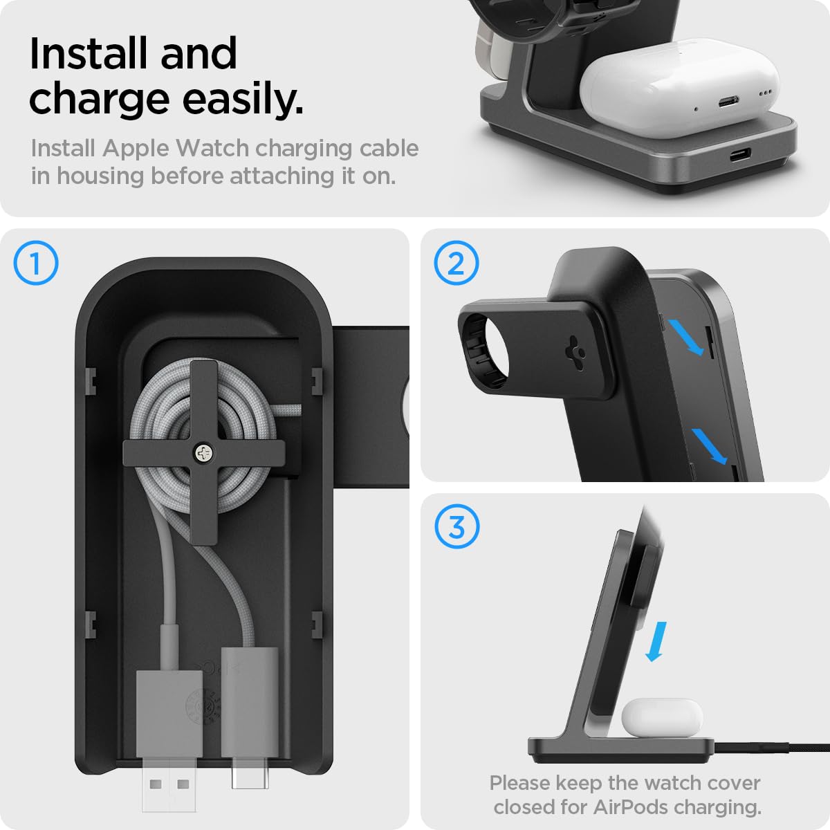 Amazon.co.jp: Spigen ワイヤレス充電器 3in1 急速充電 Magsafe充電器