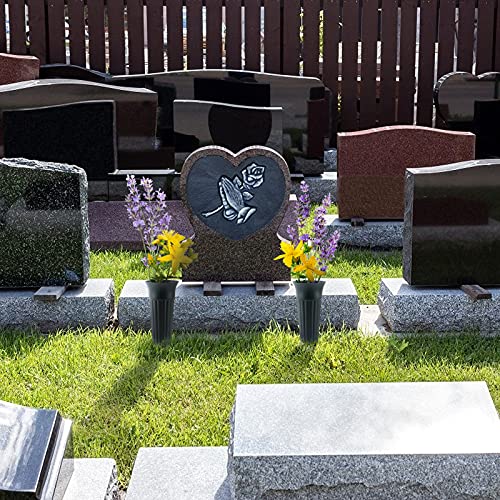 8 Pack Cemetery Vases With Spikes- 2 Sizes Of Plastic Flower Holder For Cemetery Memorial Cemetery Decorations Cone Vase For Flowers Grave Accessories (Gray+Green) #TOP4