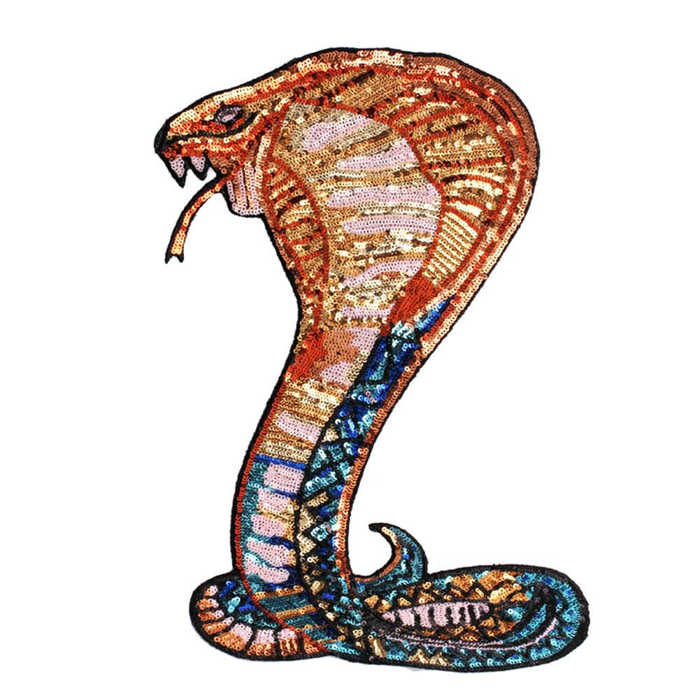 Écusson King Cobra doré métallique en paillettes de haute qualité pour customisation