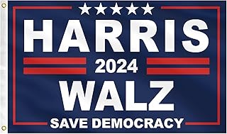 Kamala Harris Waltz 2024 Flag 3x5 Ft Kamala Harris For President Flags,Save Democracy Flag harris Yard Sign for Garden Lawn Camping Home Room Décor Indoor Outdoor,with 2 Brass Grommets