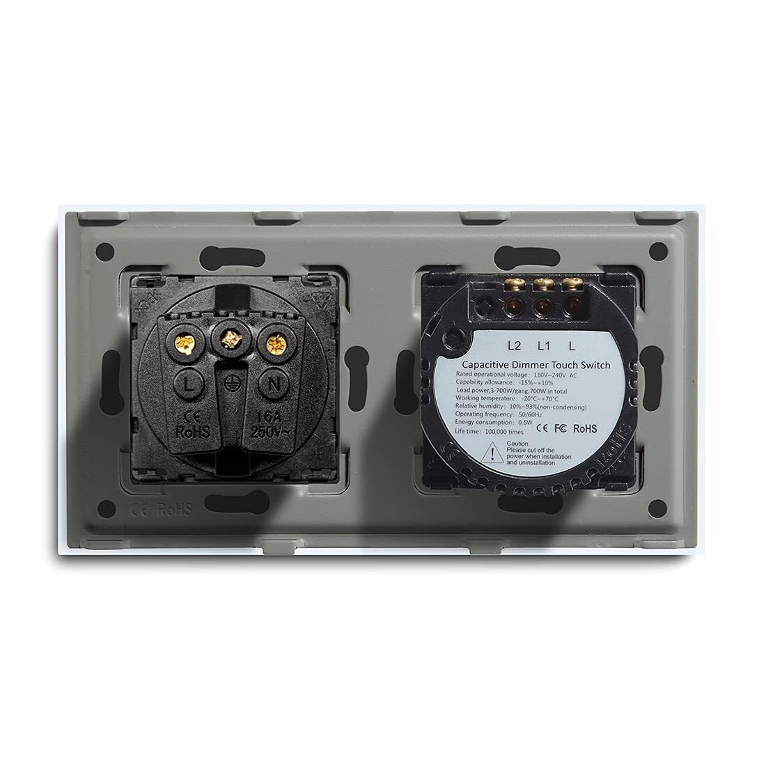 Interruptor de luz táctil, atenuador de 2 bandas, Panel de vidrio multicolor, 157mm(White)