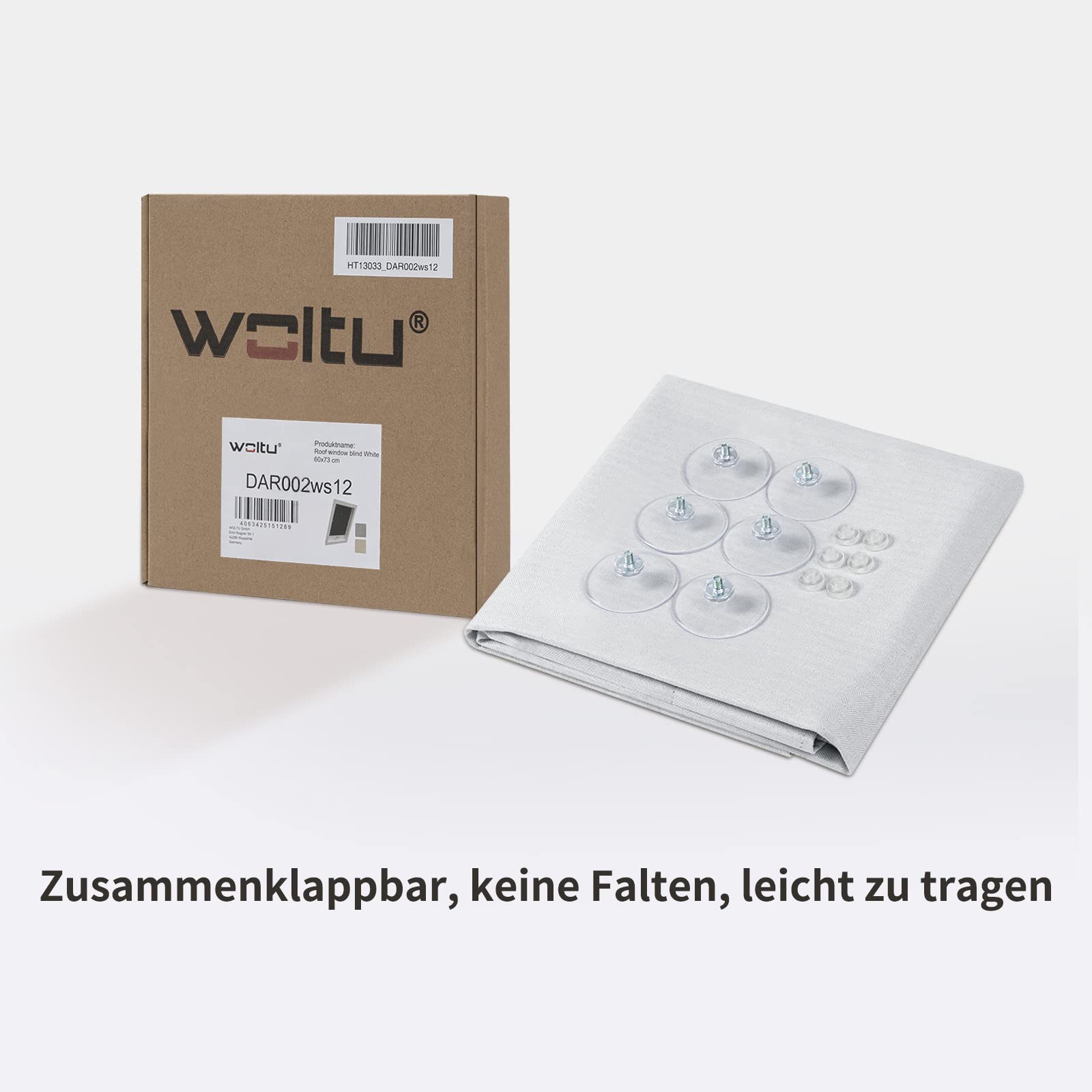 WOLTU Thermo-rolgordijn voor dakramen, zonder boren, zonwering, verduisterend rolgordijn met zuignappen, thermisch rolgordijn, hittebescherming voor dakramen, 48 x 73 cm, beige