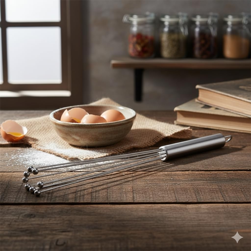 Deconox Paslanmaz Çelik Top Uçlu Çubuk Çırpıcı (31 cm) | Profesyonel Ball Whisk | Hızlı ve Kolay Karıştırma | Yumurta, Sos ve Hamurlar İçin İdeal
