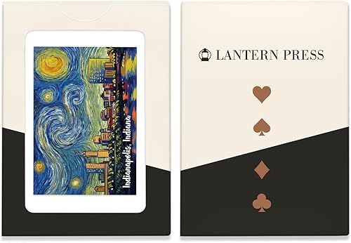Miniatura 4 de Lantern Press Indianapolis, Indiana, Skyline, Starry Night, 52 Playing Cards for Adults, Poker Size Card Deck