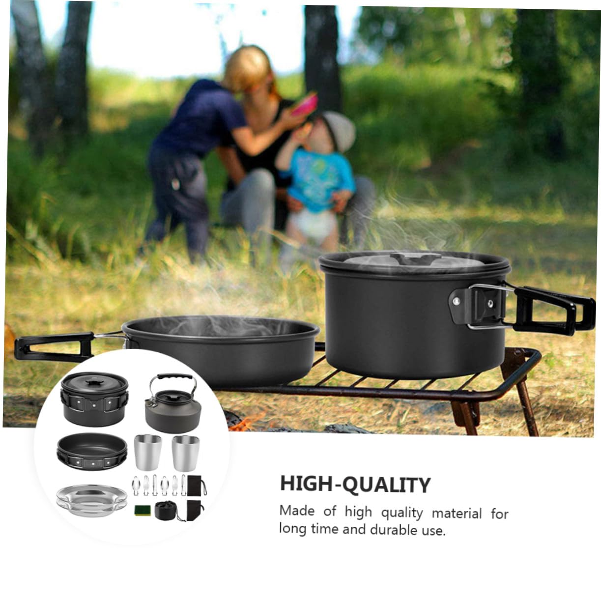 POPETPOP Cuisine pour Barbecue Léger avec Plaque de Cuisson Vaisselle et Ustensiles Pratique pour Camping et Randonnée