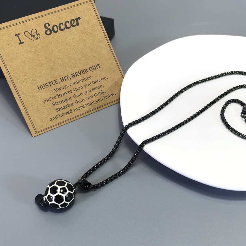 Regalo Futbol Niño Cadena Joyería 23 Pulgadas Negro