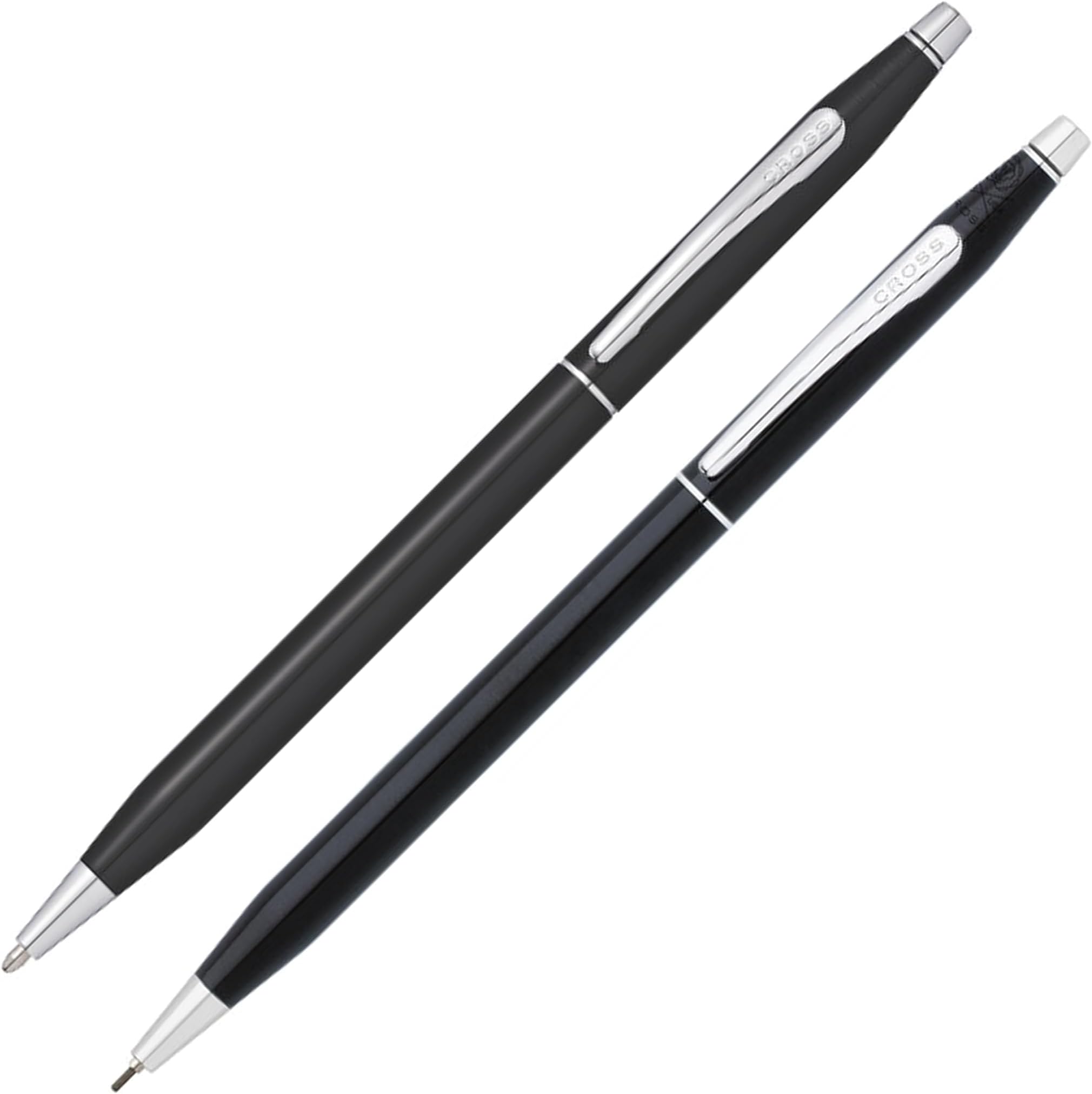 Classic Century Refillable Pen & Pencil Gift Set Presented in a Luxury Gift Box - Medium Point, Black Ink, Black & Chrome