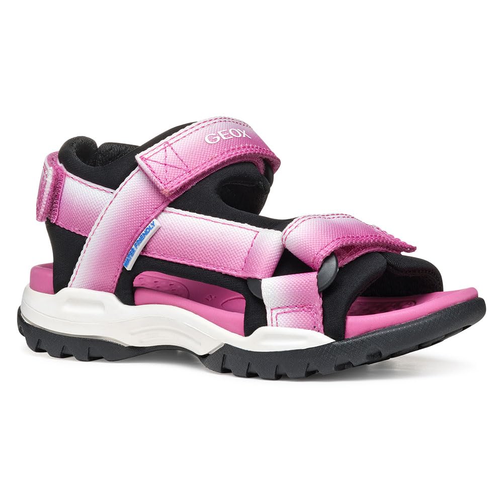 Geox J Borealis Girl A Sandal, Fuchsia/Black, 0.5 UK