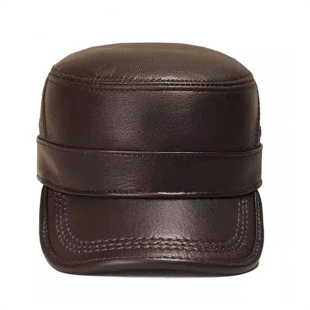 Męska skórzana płaska czapka elegancka męska czapka z daszkiem brytyjska vintage skóra bydlęca ciepła czapka regulowana