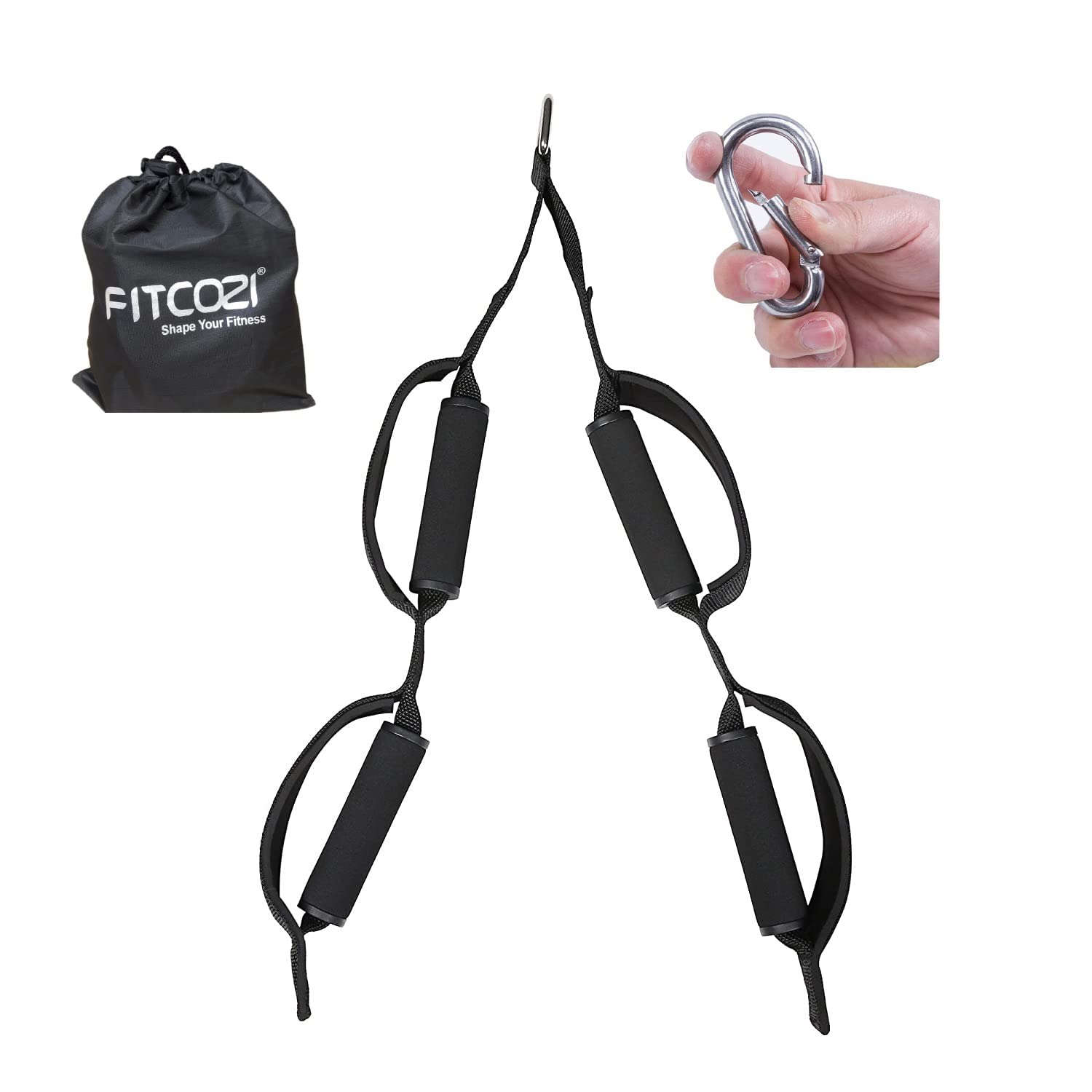 Fitcozi Tricep Rope Strap Cable Attachments for Gym Use - Exercise Machine Attachments Tricep Pull Down Rope- Multi Workout Rope Cable Machine Attachment -4 Anti-Slip Handles with Carabiner (Blue) (B0C18GHF9P) Amazon Price History, Amazon Price Tracker