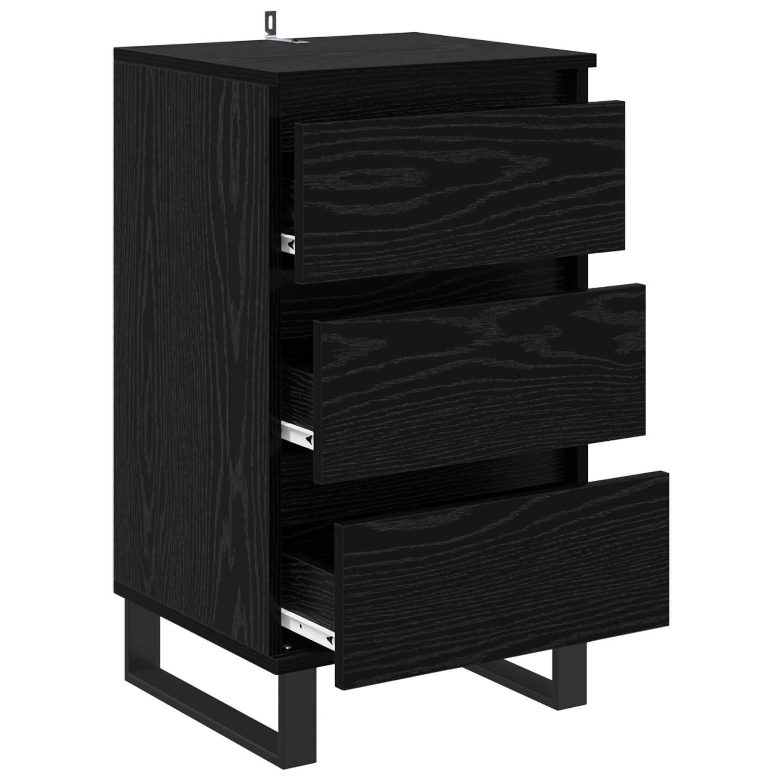 Générique Anrichte aus Holz, schwarz, Füße aus Metall | Kompaktes Design für kleinen Raum, Wohnzimmeraufbewahrung, passende Schubladen, einfache Wartung