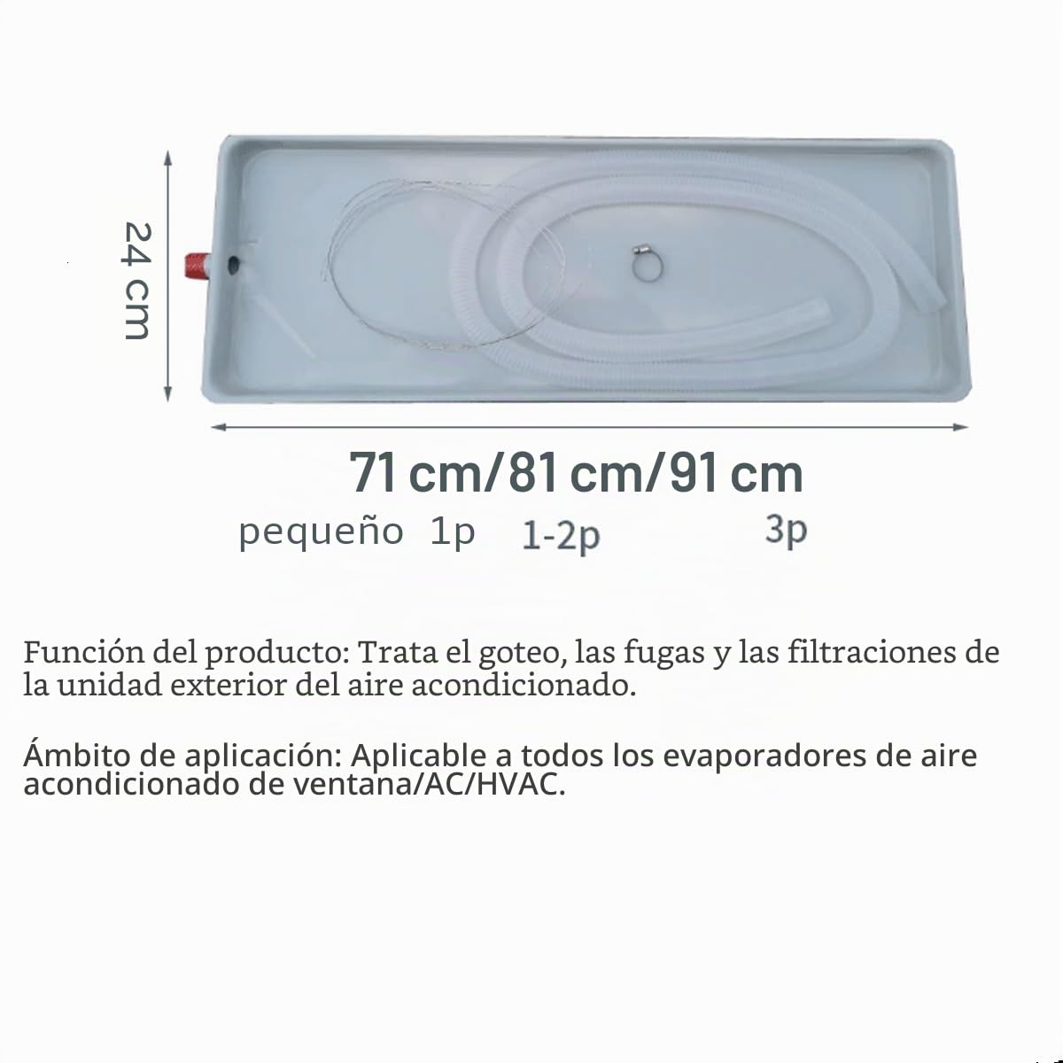 Bandeja De Agua para Aire Acondicionado Interior/Exterior Bandeja De Goteo De Ca con Manguera Bandeja De Condensación con Desague para Aire Acondicionadoaire Acondicionado(71x24cm (Small 1p))