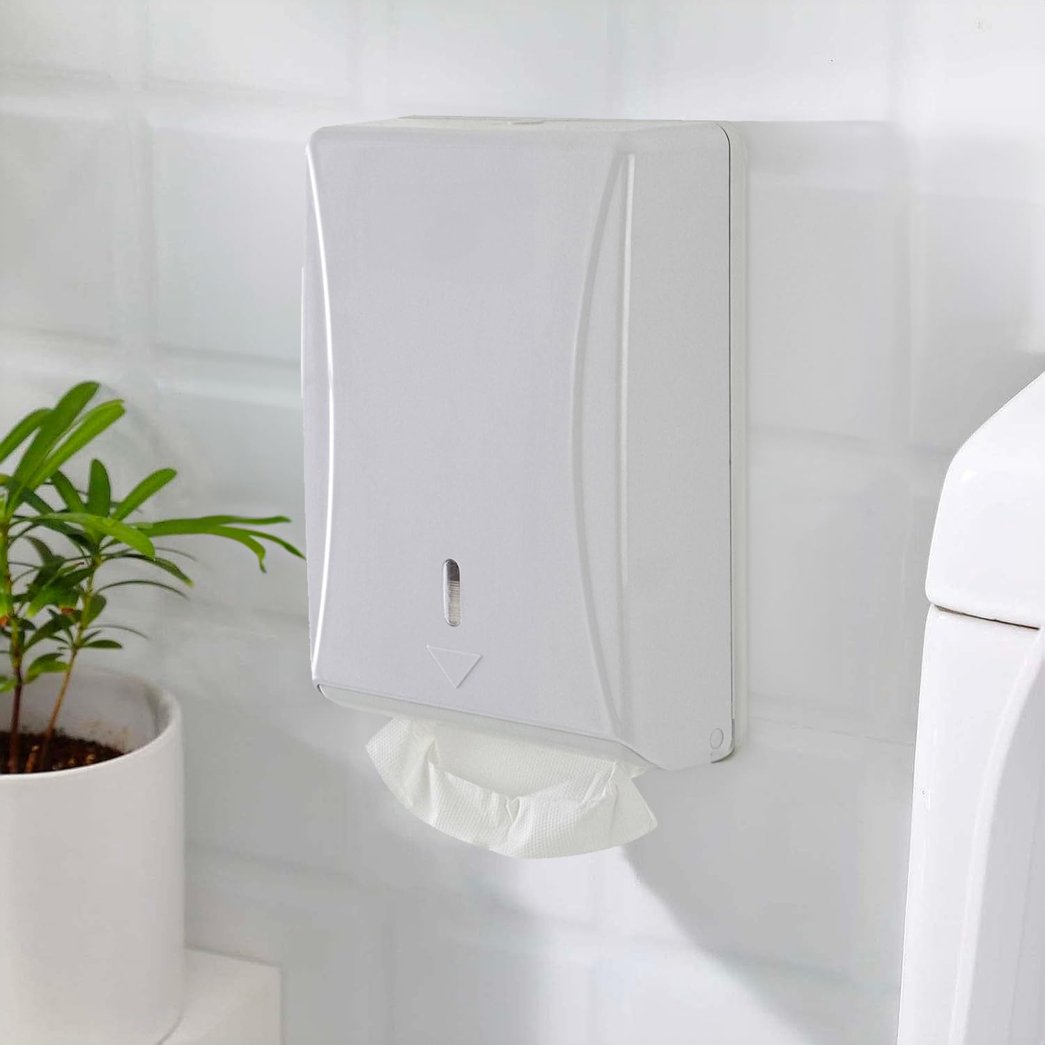 Avilia Distributore A Muro Salviette Di Carta Piegate 400 Unità, con Erogazione Automatica e Finestra Visiva, Per Bagni Pubblici e Privati, Design Compatto, Igienico e Pratico, 36x25x10Cm