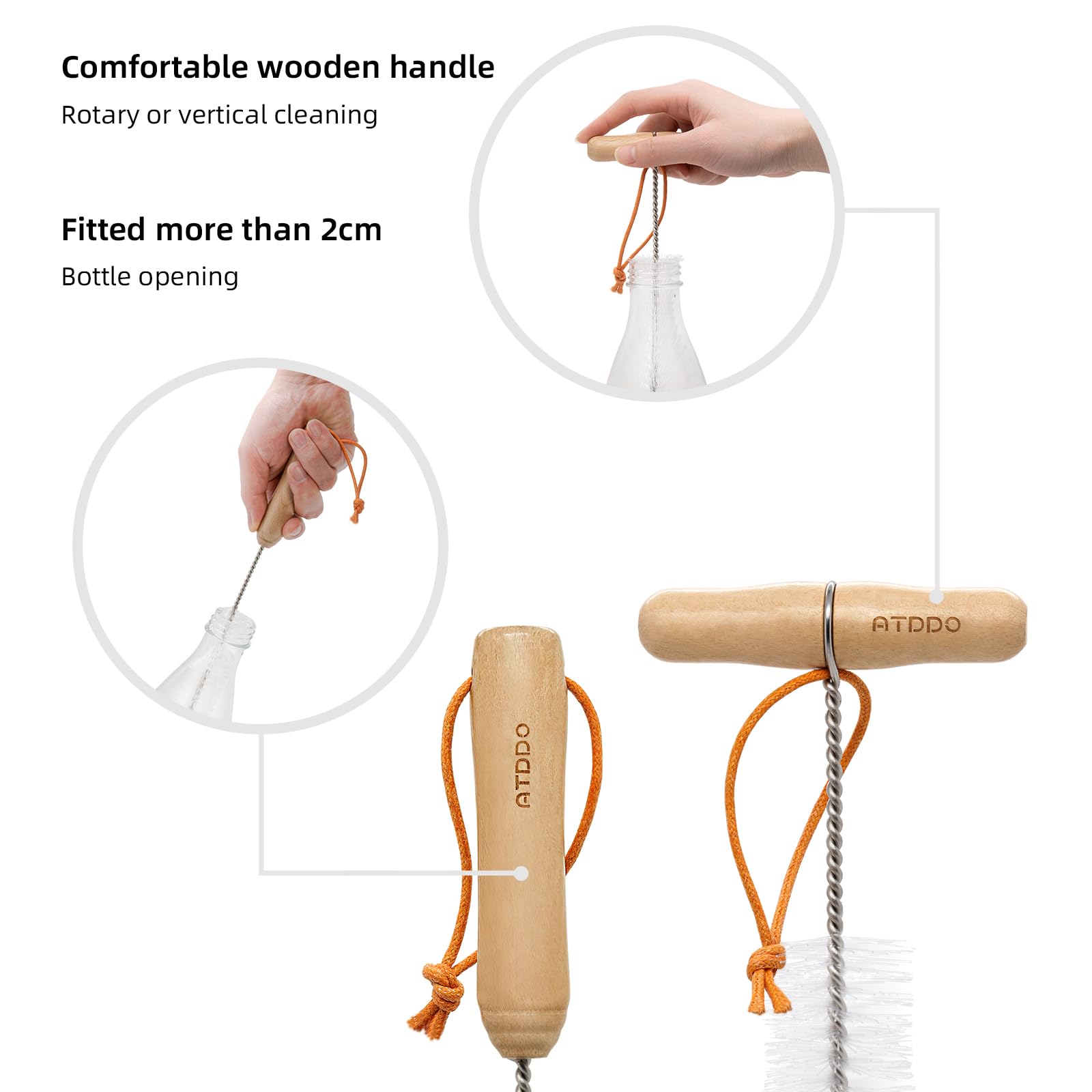 2 Pezzi Scovolino Bottiglie Compatibile con Sodastream Bottiglie, Lungo Pulisci Bottiglie di Vetro, Spazzola per Bottiglie Collo Stretto Biberon