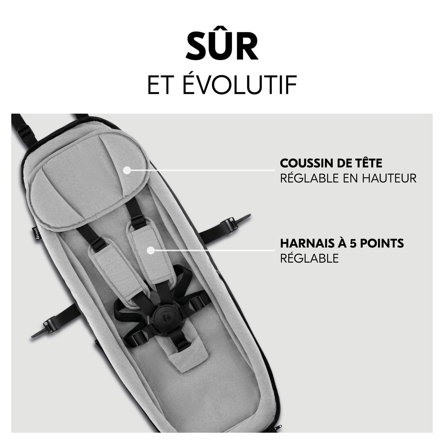 Hauck Hamac Remorque Bébé Velo Baby Lounger 2 Dryk Duo Gris Siège Nouveau-Né Harnais 5 Points