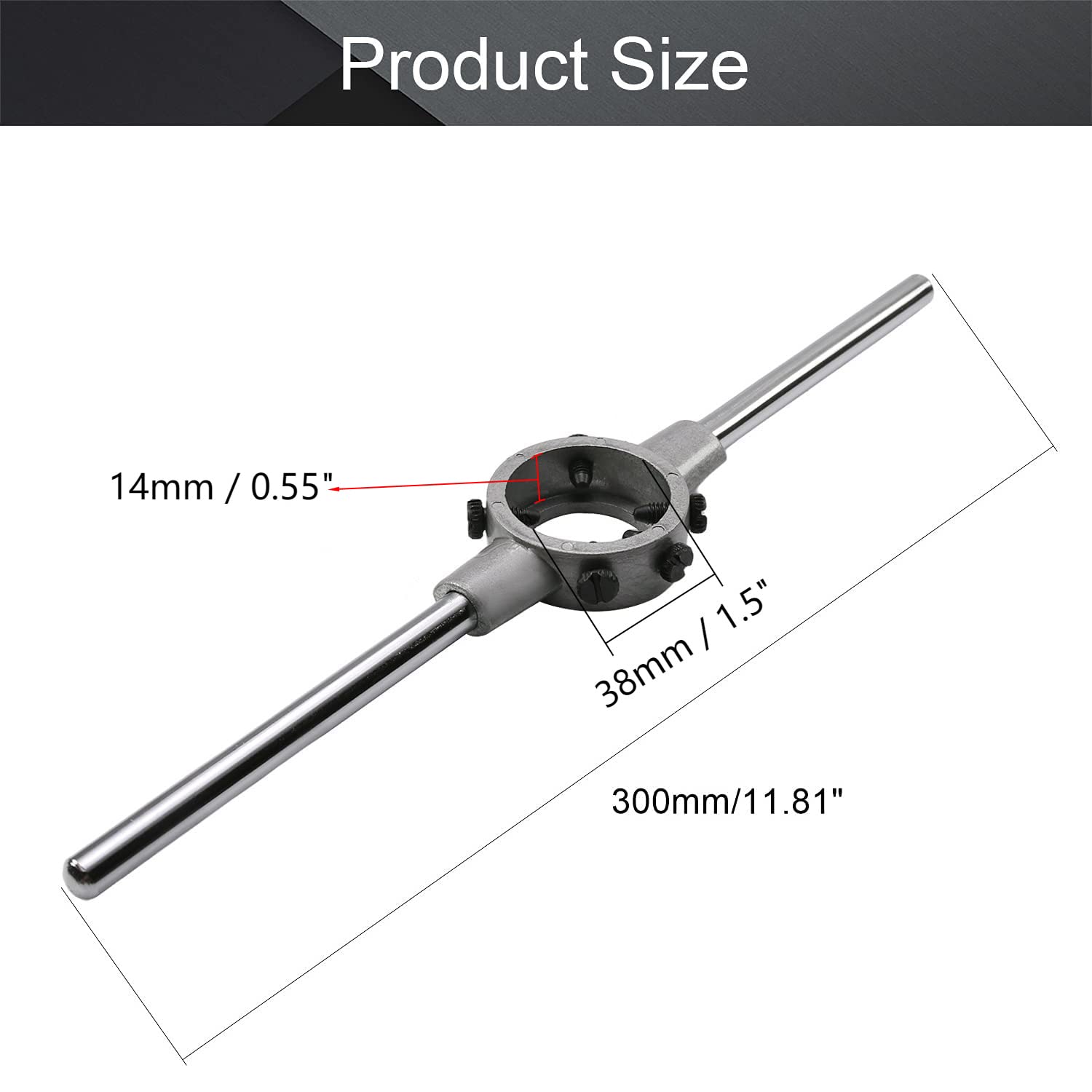 Round Die Holder 38mm x 14mm M12-M14 Die Stock Handle Wrench — Amazon image 2