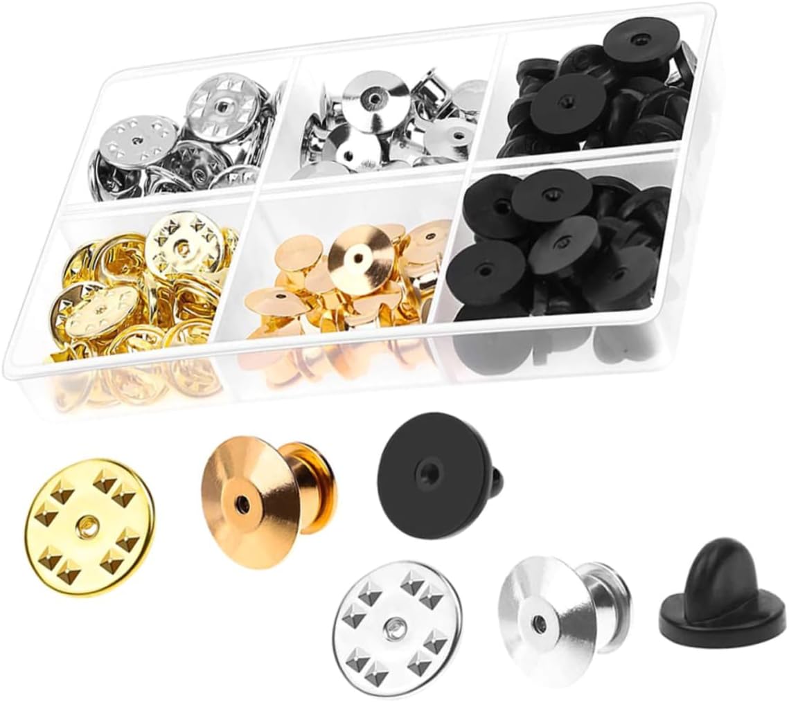 TEHAUX Locking Pin Backs for Enamel Pins Brooch Clutch Locking Clasp Replacement Brooch Parts
