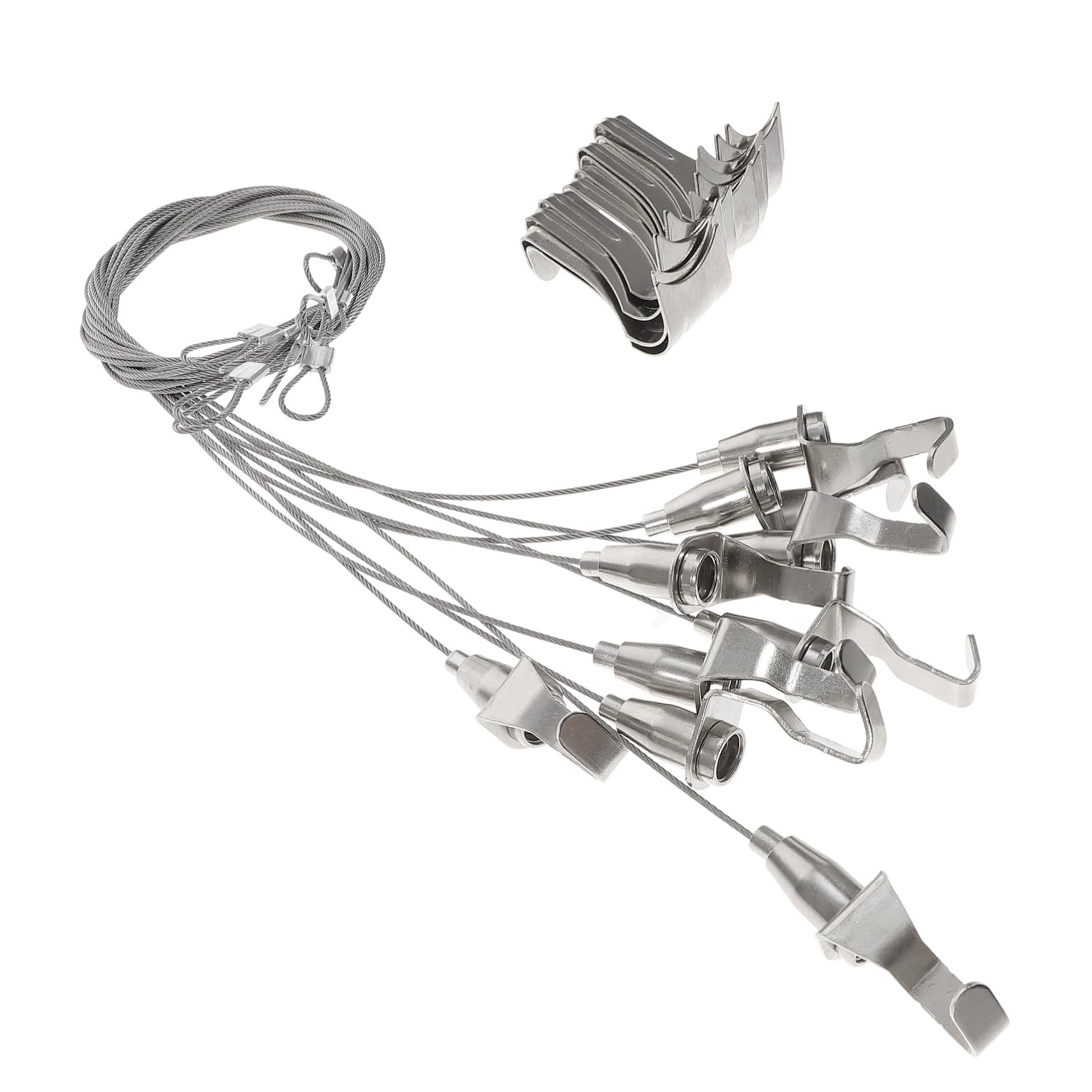 NUOBESTY 5 Juegos Gancho De Riel De Imagen Caballete Regulable Colgador Cuadros Deber Ganchos De Trabajo Pesado Cable Electrico Alambre para Colgar Maceta Alambre Colgante Silver 10 Uds * 5