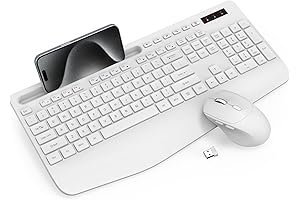 Ergonomic Wireless Keyboard and Mouse Combo, Sleek White