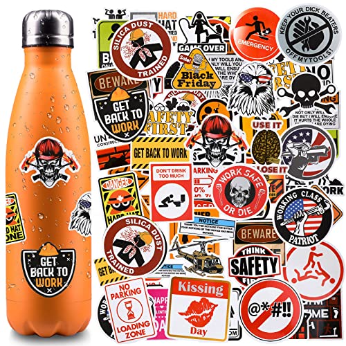 100 pieces Hard Hat Stickers Funny Stickers for Tool Box Helmet Welding Construction Union Iron Worker Lineman Oilfield Electrician, Make People Laugh At Work (Vivid Style)