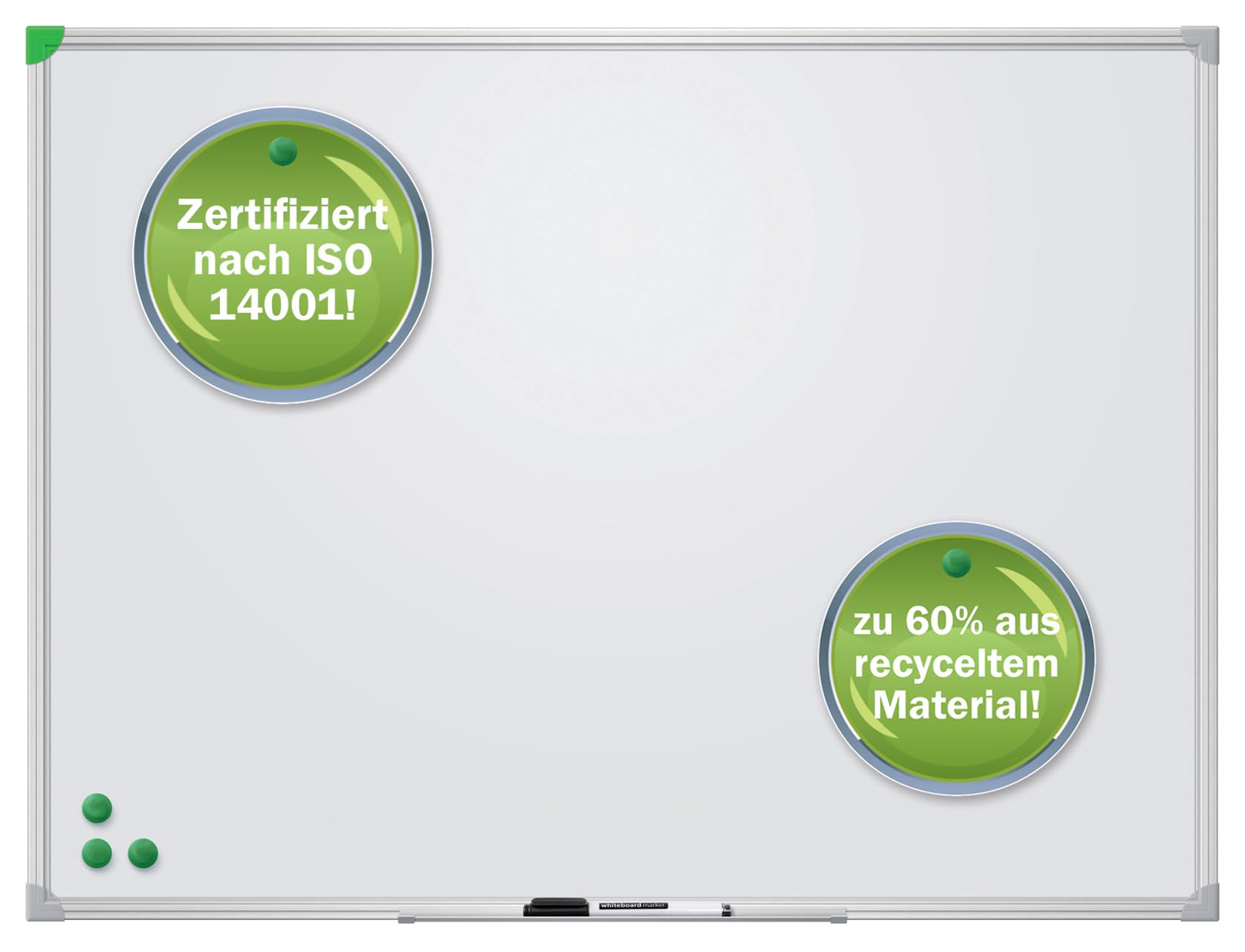FRANKEN Whiteboard, Schreibtafel U-Act!Line®, lackiert, magnetisch, beschreibbar, trocken abwischbar, mit Aluminiumrahmen, Magnettafel zur Wandbefestigung, Weiß, 80 x 60 cm, SC916080